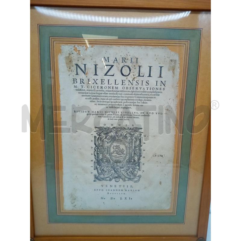 QUADRO XILO MARLI NIZOLII CICERONE OBSERVATIONES | Mercatino dell'Usato Roma porta maggiore 2