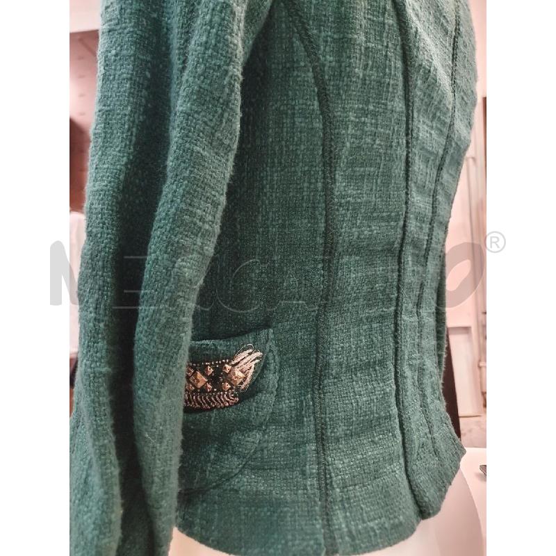 ROBERTO CAVALLI GIACCA DONNA VERDE BOTTONI ARGENTATI BORCHIE TASCHE | Mercatino dell'Usato Roma porta maggiore 2