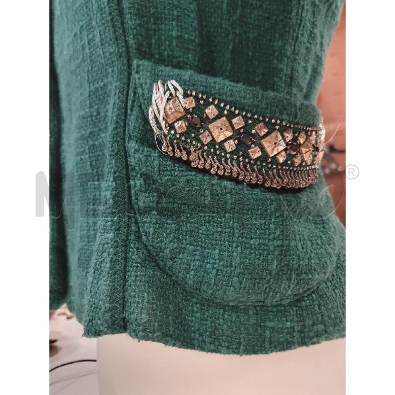 ROBERTO CAVALLI GIACCA DONNA VERDE BOTTONI ARGENTATI BORCHIE TASCHE | Mercatino dell'Usato Roma porta maggiore 4