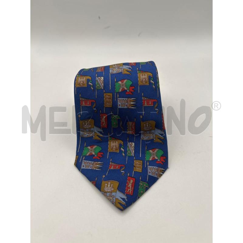 SALVATORE FERRAGAMO CRAVATTA BLU FANTASIA BANDIERE COLORATE | Mercatino dell'Usato Roma porta maggiore 1