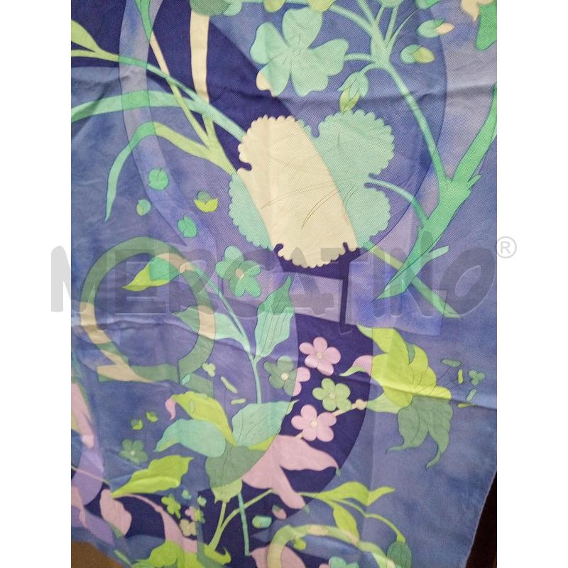 SALVATORE FERRAGAMO FOULARD AZZURRO FIORI LILLIUM | Mercatino dell'Usato Roma porta maggiore 5