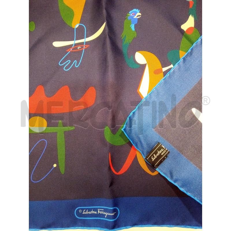 SALVATORE FERRAGAMO FOULARD BLU FANTASIA MIRÒ | Mercatino dell'Usato Roma porta maggiore 3