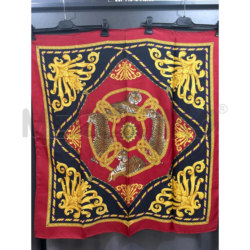 SALVATORE FERRAGAMO FOULARD ROSSO 2 TIGRI 2 LEOPARDI  | Mercatino dell'Usato Roma porta maggiore 1
