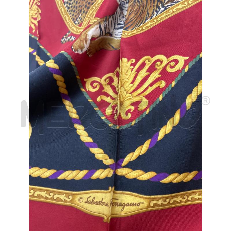 SALVATORE FERRAGAMO FOULARD ROSSO 2 TIGRI 2 LEOPARDI  | Mercatino dell'Usato Roma porta maggiore 2