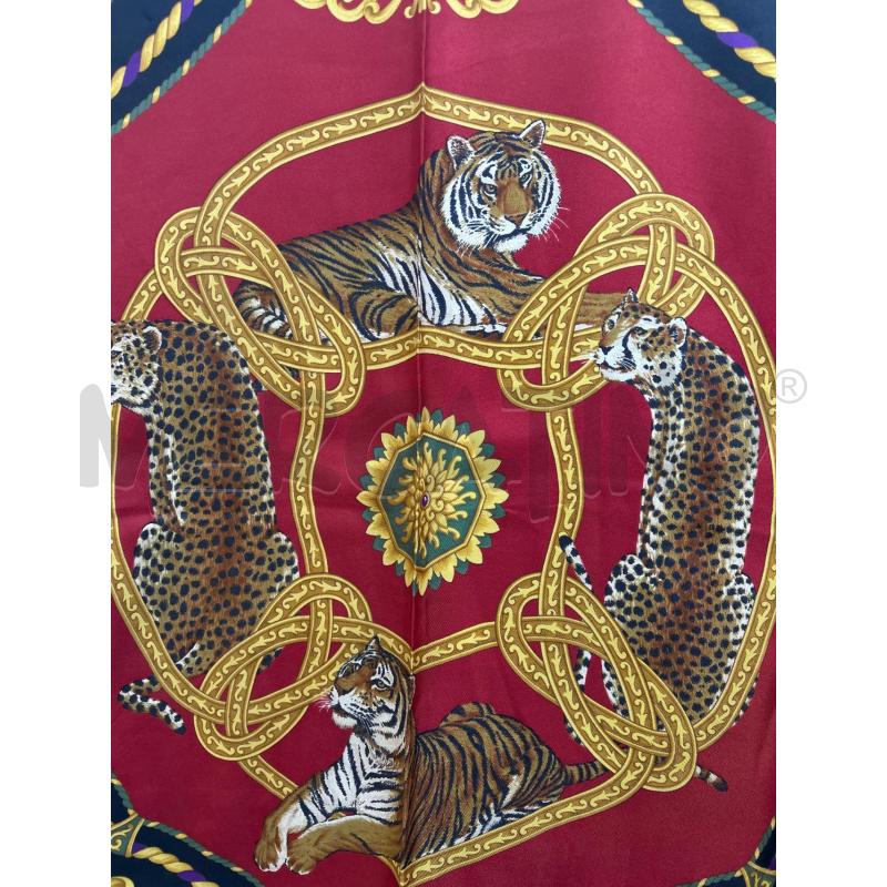 SALVATORE FERRAGAMO FOULARD ROSSO 2 TIGRI 2 LEOPARDI  | Mercatino dell'Usato Roma porta maggiore 4