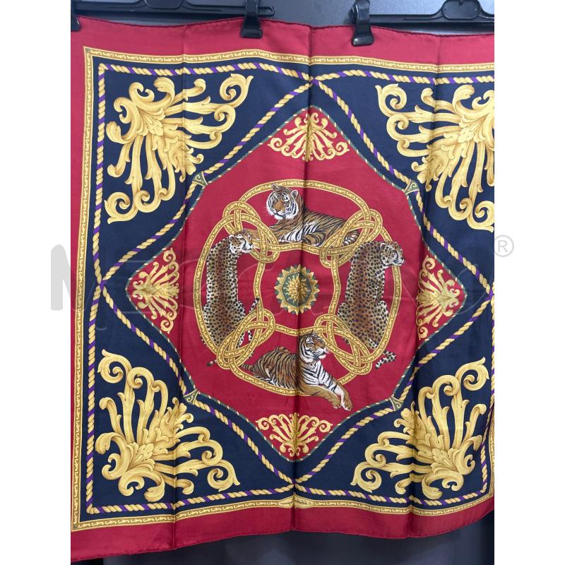 SALVATORE FERRAGAMO FOULARD ROSSO 2 TIGRI 2 LEOPARDI  | Mercatino dell'Usato Roma porta maggiore 5
