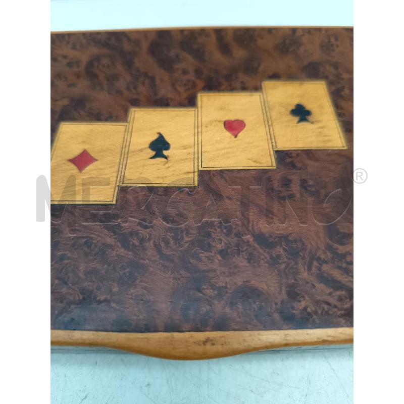 SCATOLA LEGNO INTARSIATO CARTE DA GIOCO  | Mercatino dell'Usato Roma porta maggiore 2