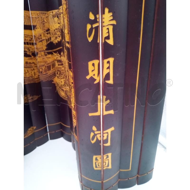 SCROLL ORIENTALE LEGNO SCENA FLUVIALE INCISA  | Mercatino dell'Usato Roma porta maggiore 4