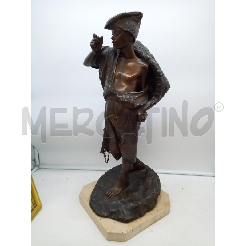 SCULTURA BRONZO PESCATORE D ORSI ANCHILLE MANCANZE  | Mercatino dell'Usato Roma porta maggiore 2