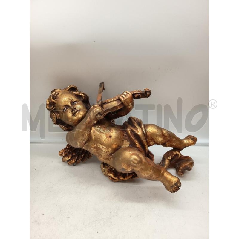 SCULTURA LEGNO DORATO PUTTO SUONATORE | Mercatino dell'Usato Roma porta maggiore 1