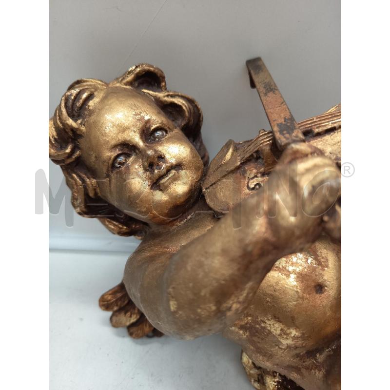 SCULTURA LEGNO DORATO PUTTO SUONATORE | Mercatino dell'Usato Roma porta maggiore 2