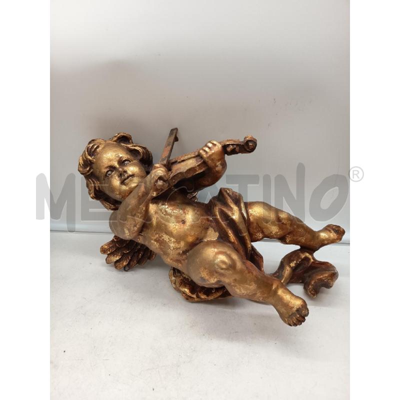 SCULTURA LEGNO DORATO PUTTO SUONATORE | Mercatino dell'Usato Roma porta maggiore 3