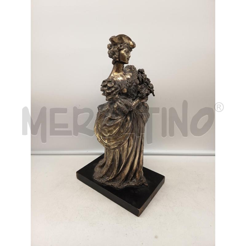SCULTURA TERRACOTTA ARGENTATA DAMINA BASE LEGNO | Mercatino dell'Usato Roma porta maggiore 1