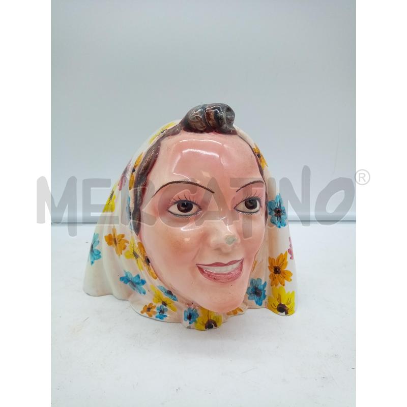 SCULTURA TESTA CERAMICA CONTADINA | Mercatino dell'Usato Roma porta maggiore 1