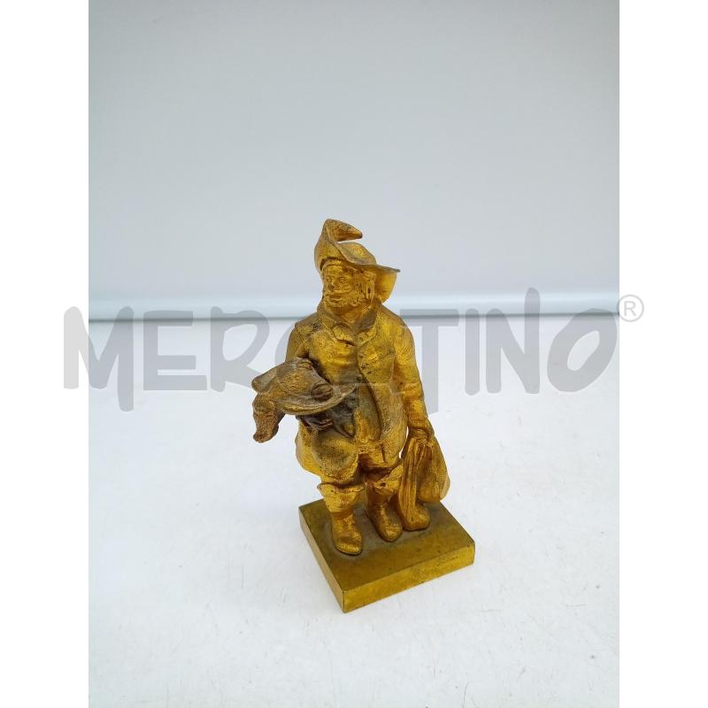 SCULTURINA SIGNOROTTO CON CACCIAGGIONE BRONZO DORATO | Mercatino dell'Usato Roma porta maggiore 1