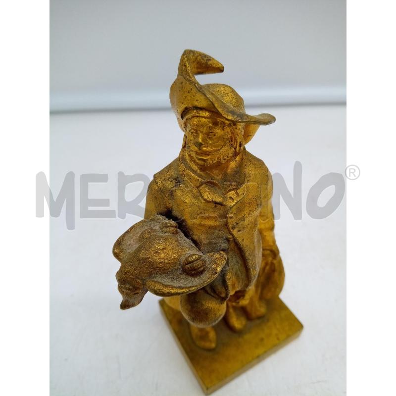 SCULTURINA SIGNOROTTO CON CACCIAGGIONE BRONZO DORATO | Mercatino dell'Usato Roma porta maggiore 2