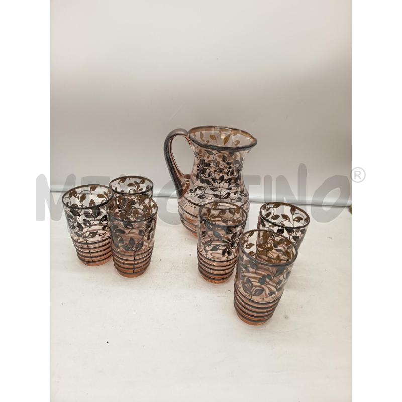 SET BICCHIERI VETRO +BROCCA SPENNELLATE ARG '40 | Mercatino dell'Usato Roma porta maggiore 1