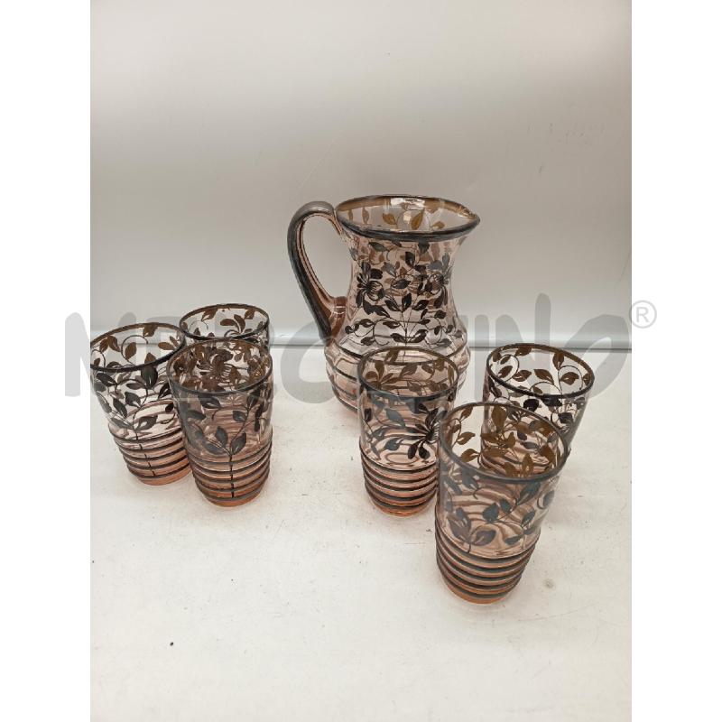 SET BICCHIERI VETRO +BROCCA SPENNELLATE ARG '40 | Mercatino dell'Usato Roma porta maggiore 3