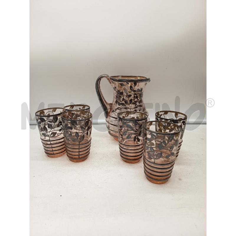 SET BICCHIERI VETRO +BROCCA SPENNELLATE ARG '40 | Mercatino dell'Usato Roma porta maggiore 4