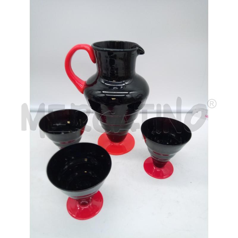 SET BROCCA BICCHIERI VETRO NERO BASE ROSSA | Mercatino dell'Usato Roma porta maggiore 3