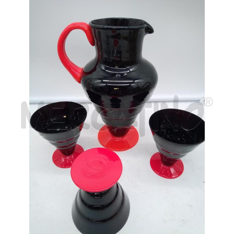 SET BROCCA BICCHIERI VETRO NERO BASE ROSSA | Mercatino dell'Usato Roma porta maggiore 4