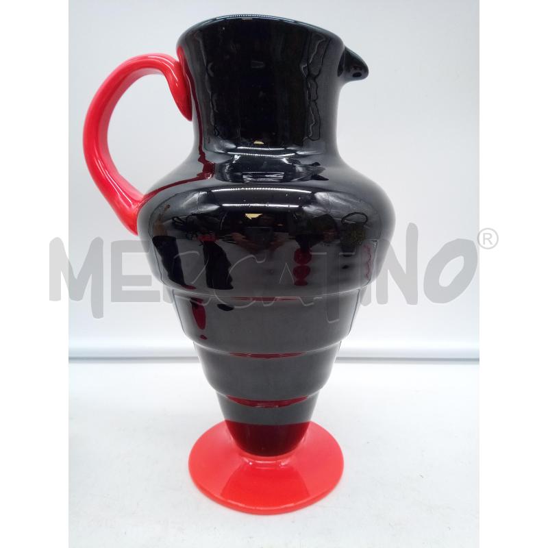 SET BROCCA BICCHIERI VETRO NERO BASE ROSSA | Mercatino dell'Usato Roma porta maggiore 5