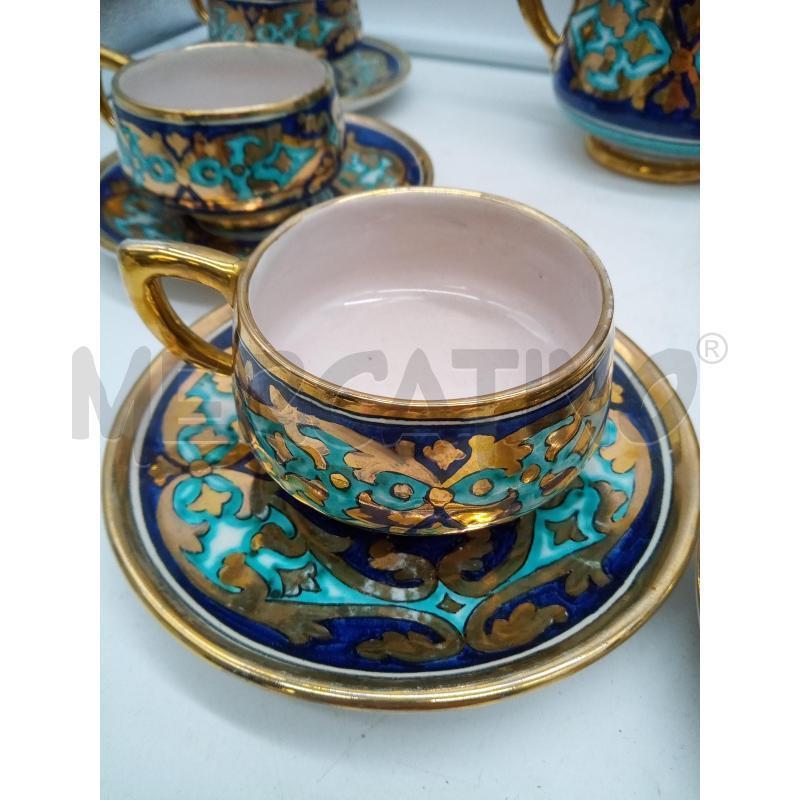 SET CAFFÈ CERAMICA DERUTA SANTARELLI FOGLIE DORATE FONDO AZZURRO | Mercatino dell'Usato Roma porta maggiore 3