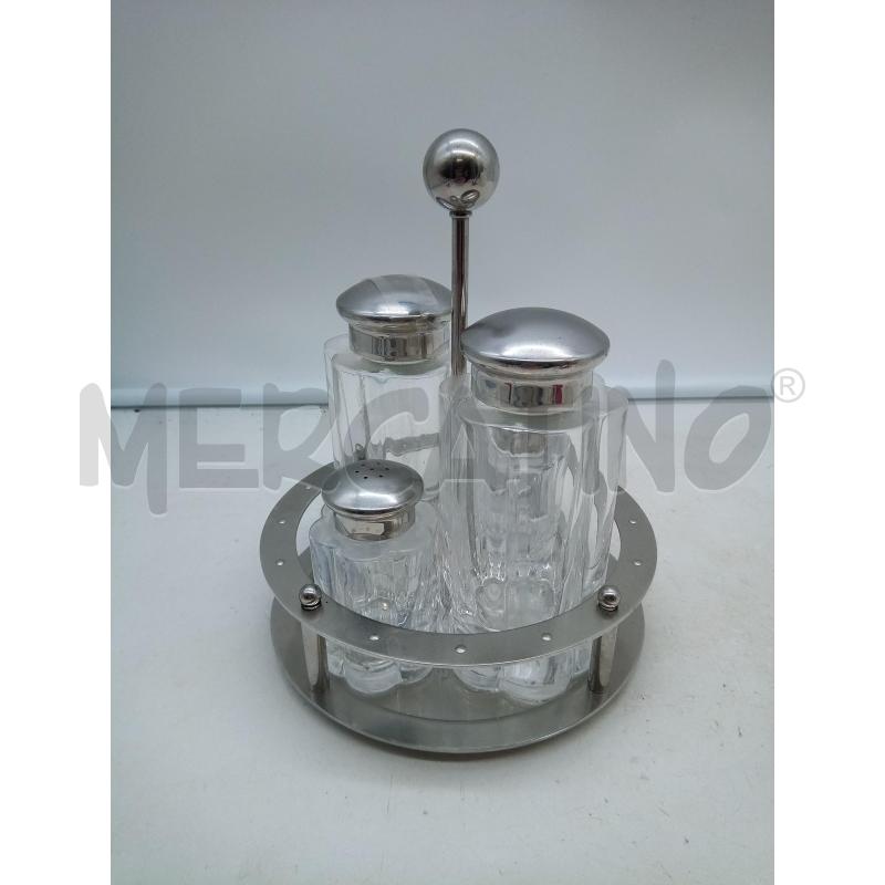 SET CONDIMENTI INOX VETRO ALESSI   | Mercatino dell'Usato Roma porta maggiore 1