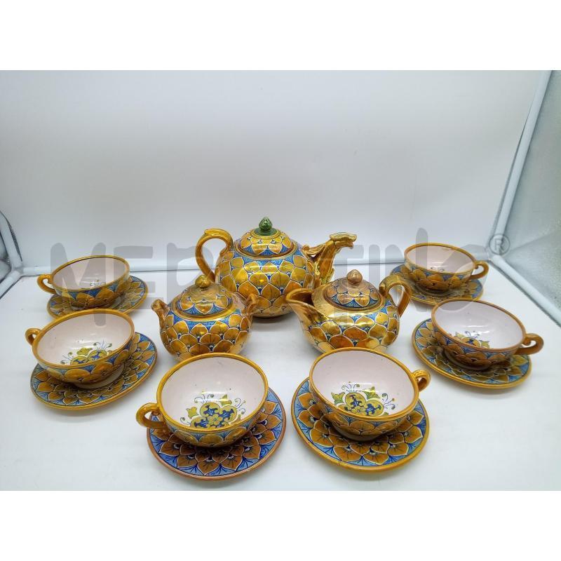 SET DA THE CERAMICA DERUTA LUSTRO FOGLIE DORATE DIFETTI | Mercatino dell'Usato Roma porta maggiore 1