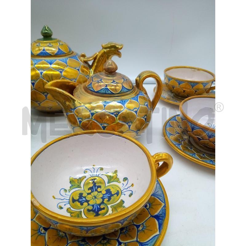 SET DA THE CERAMICA DERUTA LUSTRO FOGLIE DORATE DIFETTI | Mercatino dell'Usato Roma porta maggiore 2
