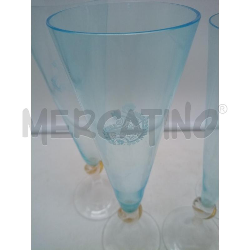 SET FLUTES VETRO MURANO AZZURRO INCL ORO ALBARELLI CENEDESI | Mercatino dell'Usato Roma porta maggiore 2