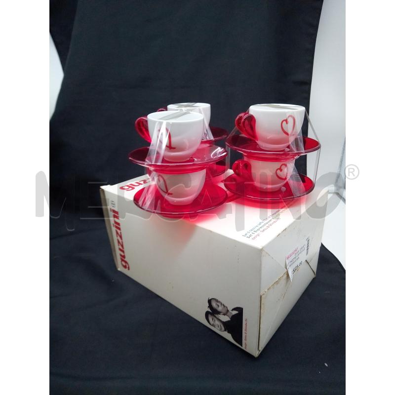 SET TAZZINE CAFFE GUZZINI ROSSE E BIANCHE | Mercatino dell'Usato Roma porta maggiore 1