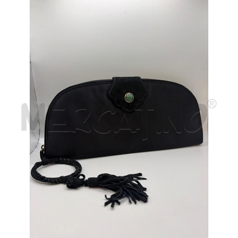 SHANGHAI TANG POCHETTE NERA RASO DETT BOTT GIADA CONTORNO GOLD  | Mercatino dell'Usato Roma porta maggiore 1