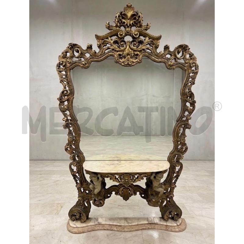SPECCHIERA BAROCCA CON MARMO PUTTI PRIMI 900 | Mercatino dell'Usato Roma porta maggiore 1