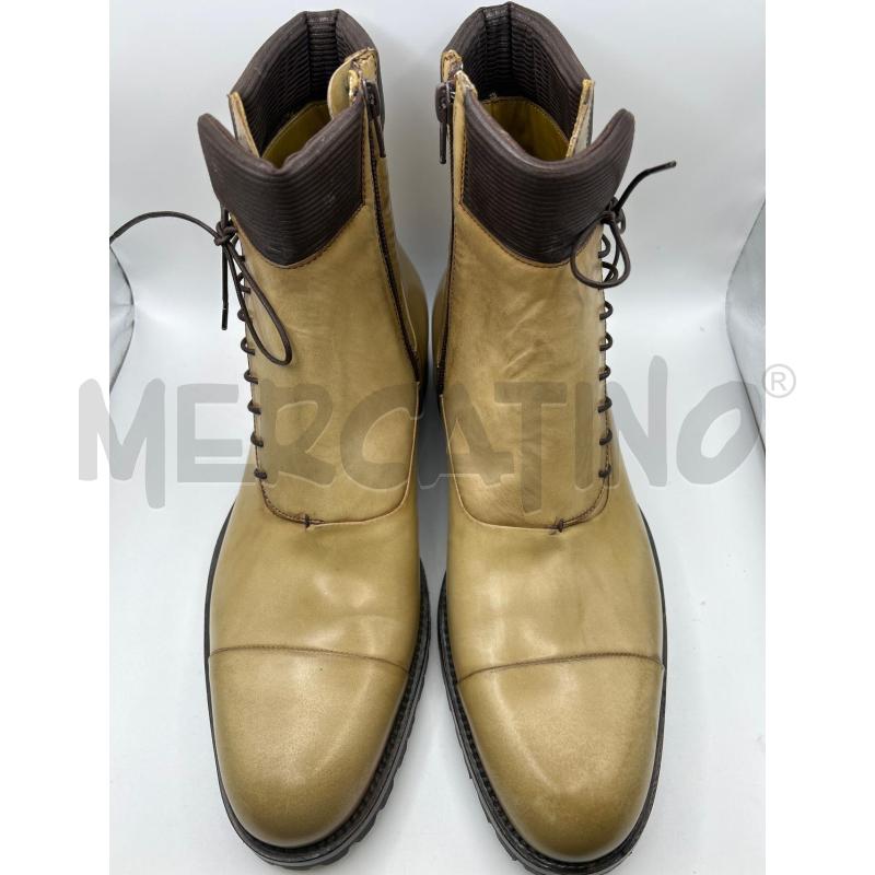 STEFANO BI MANIFATTURA FERRARESE STIVALETTI UOMO BEIGE PELLE STRINGATI LATERALMENTE ZIP | Mercatino dell'Usato Roma porta maggiore 1