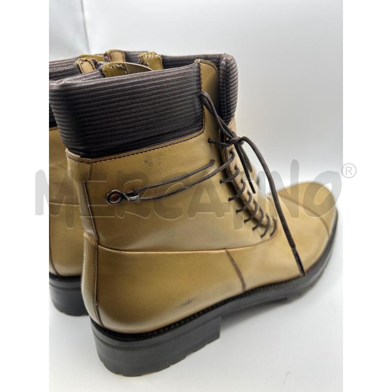STEFANO BI MANIFATTURA FERRARESE STIVALETTI UOMO BEIGE PELLE STRINGATI LATERALMENTE ZIP | Mercatino dell'Usato Roma porta maggiore 4