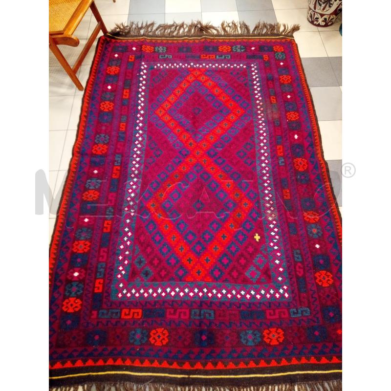 TAPPETO 230X150 KILIM ROMBI TONI ARANCIO MARRONE | Mercatino dell'Usato Roma porta maggiore 1