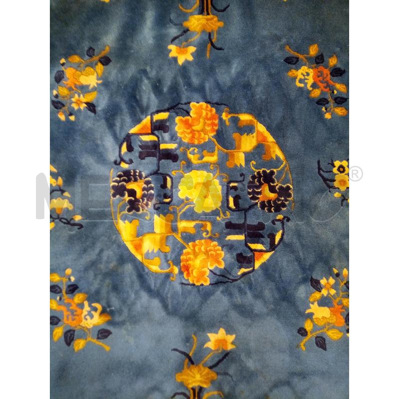 TAPPETO 247X154 PECHINO FONDO BLU FASCIA ARANCIO | Mercatino dell'Usato Roma porta maggiore 2
