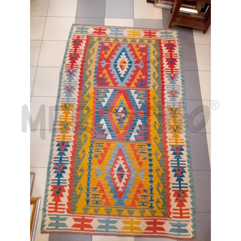 TAPPETO KILIM 184X113 GEOMETRIE COLORATE  | Mercatino dell'Usato Roma porta maggiore 1