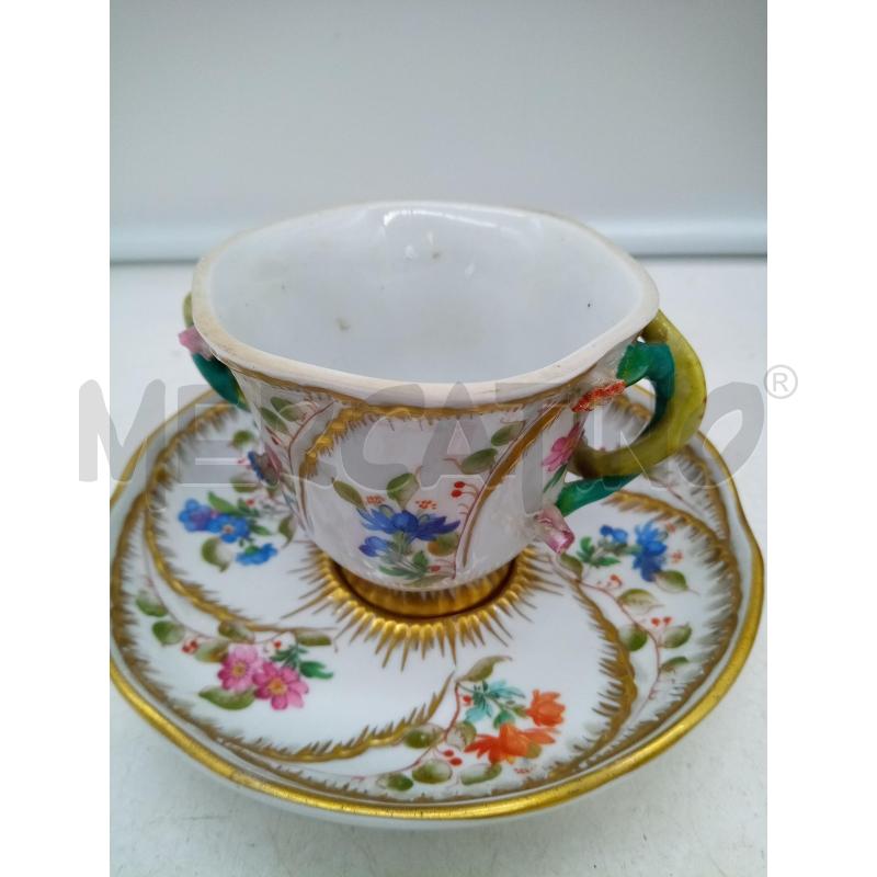 TAZZA PORCELLANA SEVRES FIORI DIPINTI  | Mercatino dell'Usato Roma porta maggiore 1