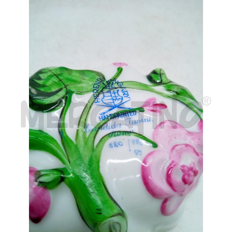 TAZZINA PORCELLANA HEREND DECORO PETIT ROSE FORMA FOGLIA | Mercatino dell'Usato Roma porta maggiore 4