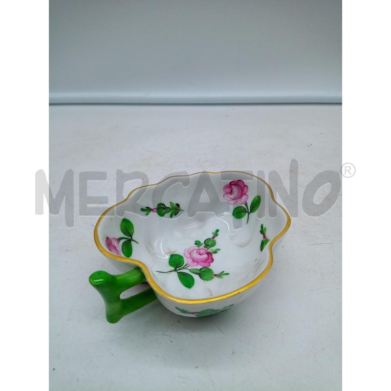TAZZINA PORCELLANA HEREND DECORO PETIT ROSE FORMA FOGLIA | Mercatino dell'Usato Roma porta maggiore 5