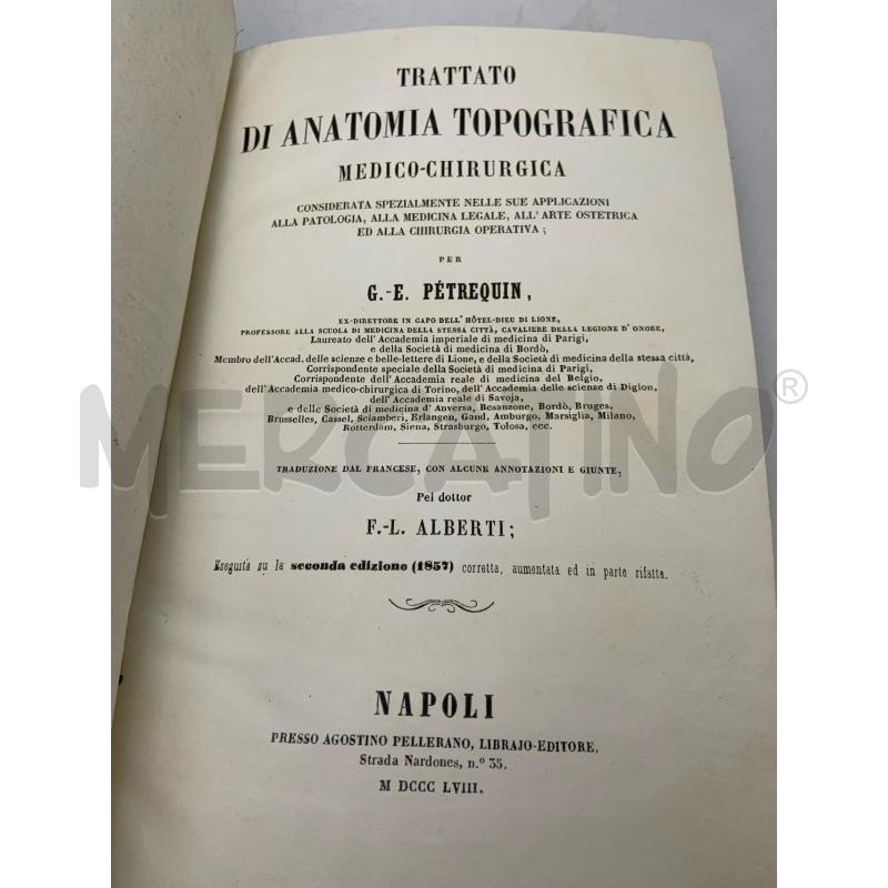 TRATTATO DI ANATOMIA TOPOGRAFICA 1858 | Mercatino dell'Usato Roma porta maggiore 2