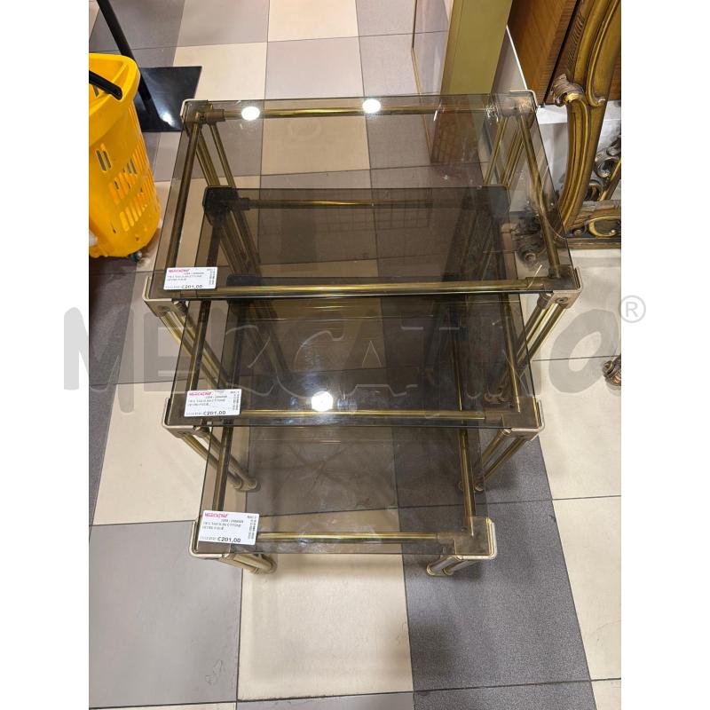 TRIS TAVOLINI OTTONE VETRO FUMÈ | Mercatino dell'Usato Roma porta maggiore 2
