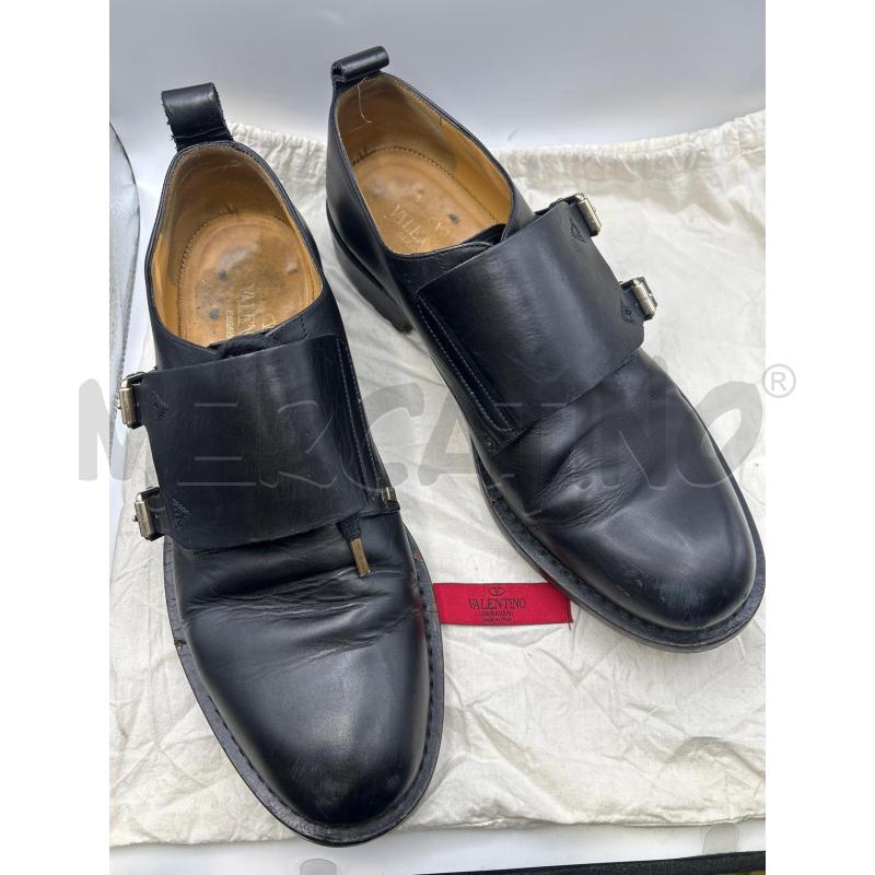 VALENTINO SCARPE UOMO NERE STRINGATE DOPPIA FIBBIA BORCHIETTE | Mercatino dell'Usato Roma porta maggiore 1