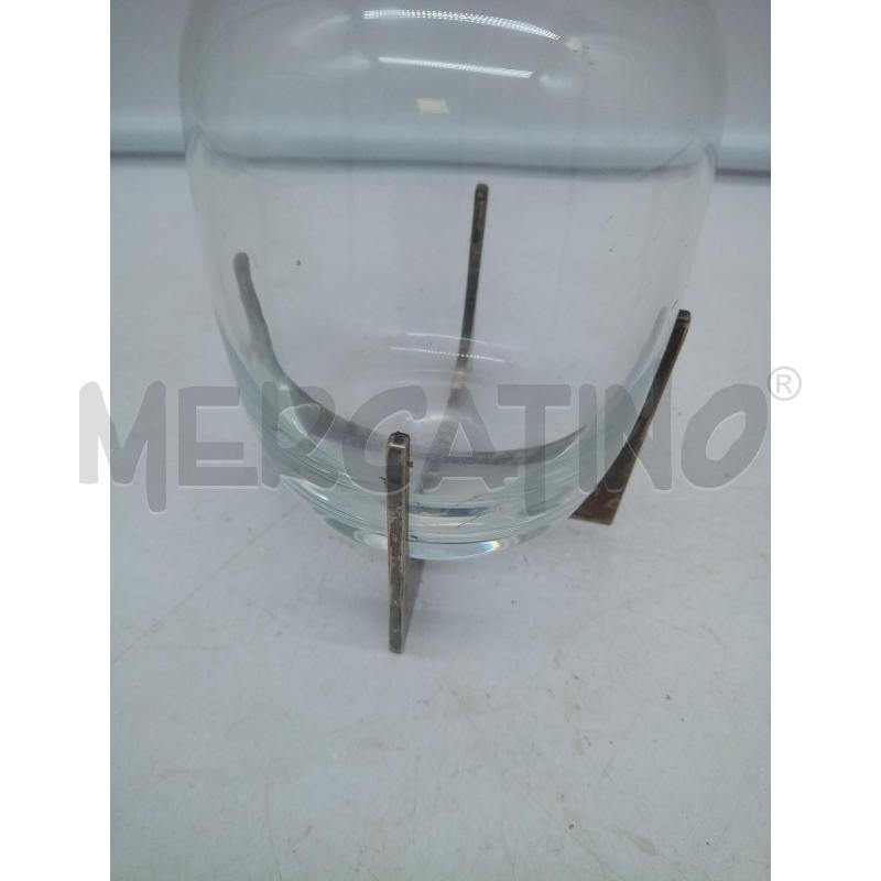 VASETTO VETRO COLLO STRETTO BASE METALLO CROMATO  | Mercatino dell'Usato Roma porta maggiore 2