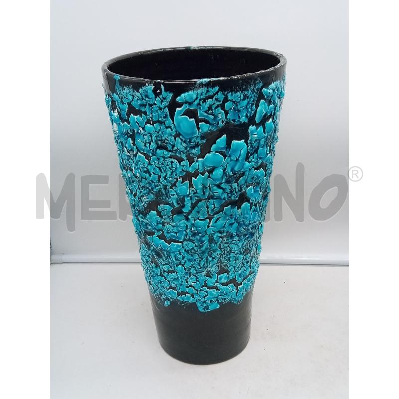 VASO ALTO CERAMICA EFFETTO LAVA AZZURRA | Mercatino dell'Usato Roma porta maggiore 1
