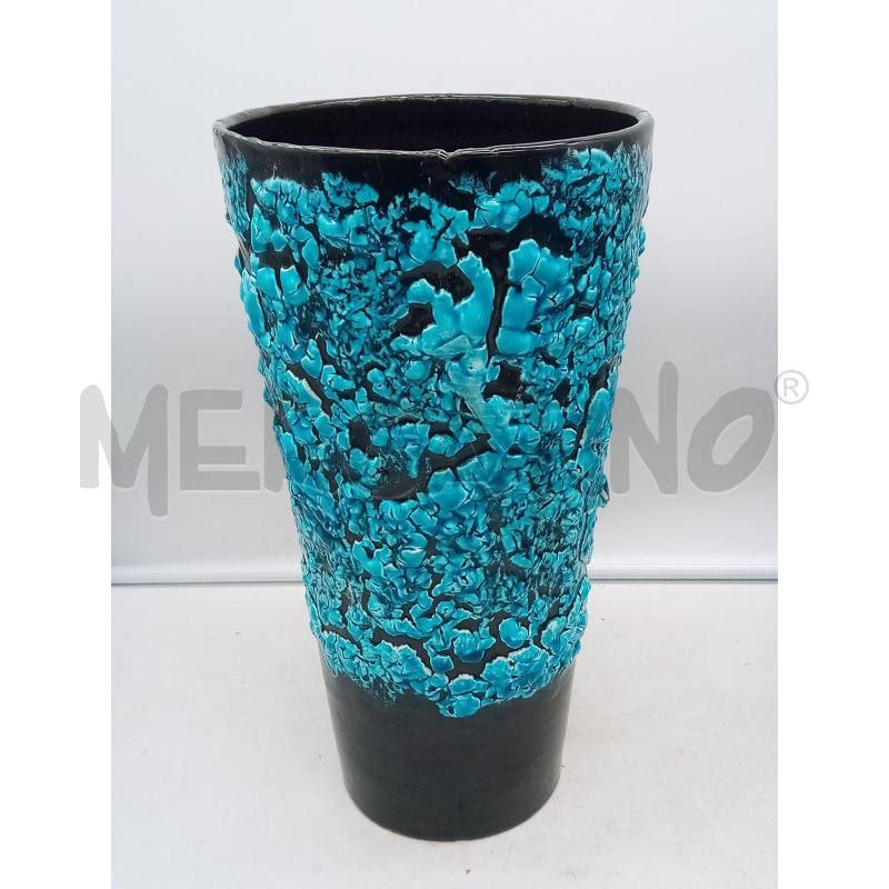 VASO ALTO CERAMICA EFFETTO LAVA AZZURRA | Mercatino dell'Usato Roma porta maggiore 2