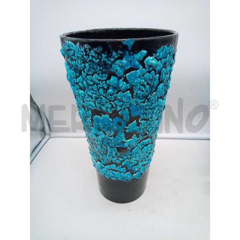 VASO ALTO CERAMICA EFFETTO LAVA AZZURRA | Mercatino dell'Usato Roma porta maggiore 3
