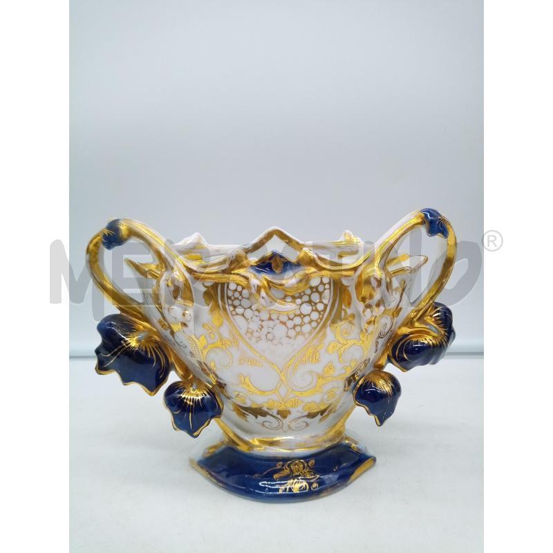 VASO BASSO PORC VECCHIA PARIGI BLU ORO | Mercatino dell'Usato Roma porta maggiore 1